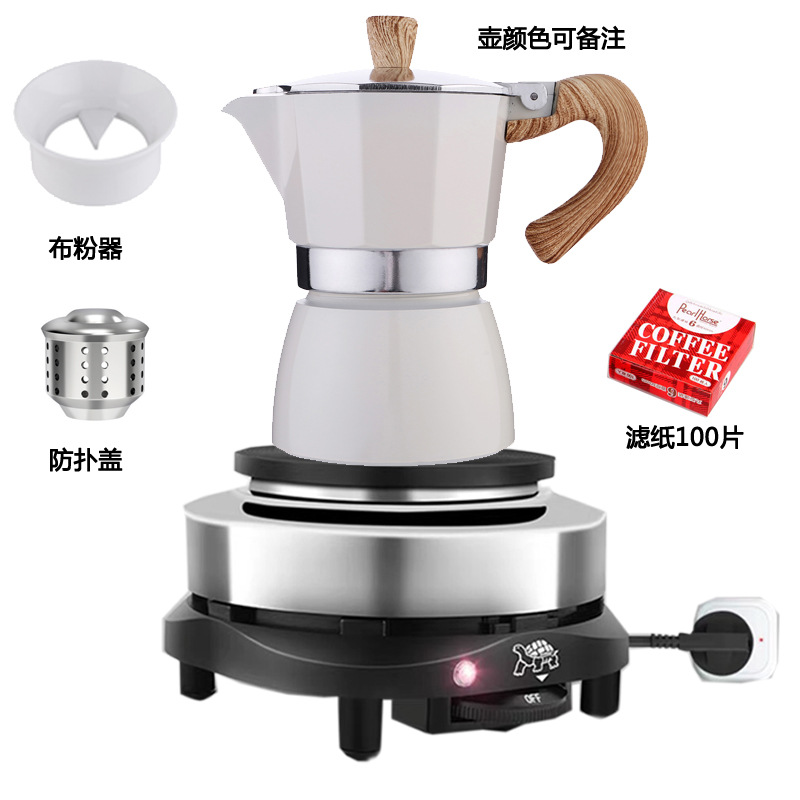 500W로 + 흰색 3호 냄비, 분말 공급기, 날아가기 방지 커버 여과지