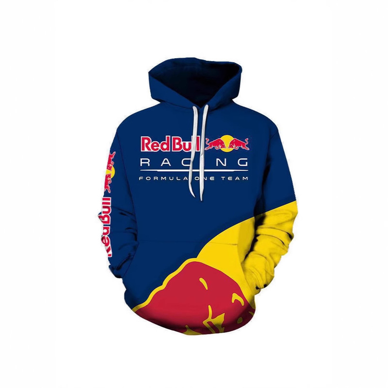 2025 Cross-Border New 3D Digital Printing Men's Hooded Casual F1 Red Bull Racing Suit European and American Hooded Sweatshirt
