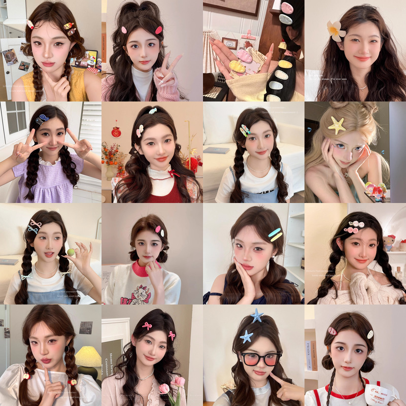 小清新无痕夹多巴胺化妆夹碎发刘海夹甜美少女鸭嘴夹前额侧边夹子|undefined