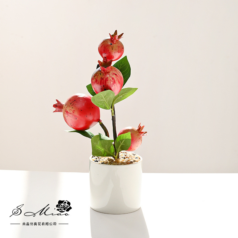 Flores falsas frutas pastorales de alta calidad pequeñas flores de bonsai de simulación de moda decoración creativa plantación verde artificial simulación de maceta image 4