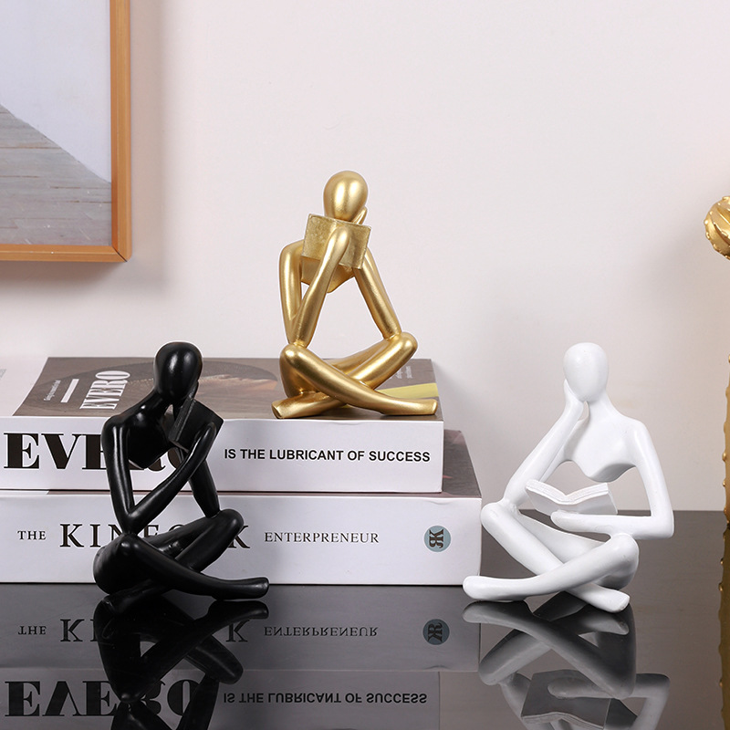  new creative abstract character reading thinker resin decoration living room model room light luxury decoration
