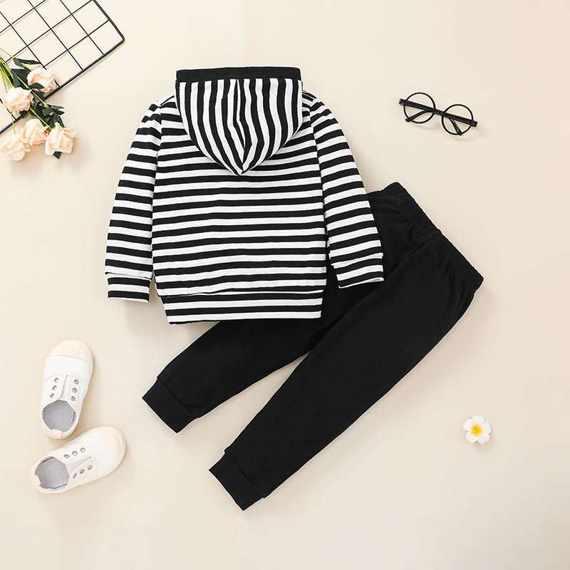 Nihaojewelry Children's Hooded Pullovers Striped Trousers Two-piece Set Wholesale display picture 2