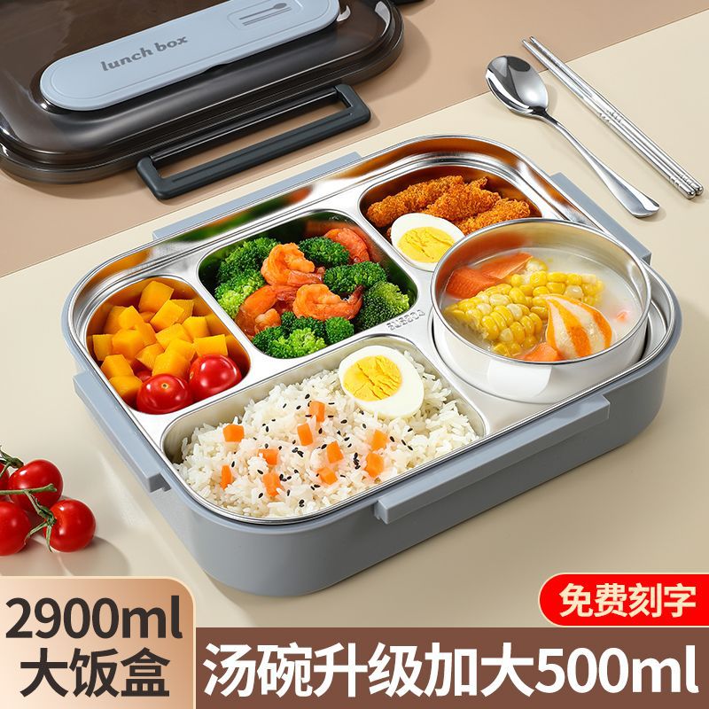 caja de almuerzo de acero inoxidable con cubierta aislamiento térmico para trabajadores de oficina adultos con microondas para estudiantes de gran capacidad de divisoria de comedor con caja de almuerzo