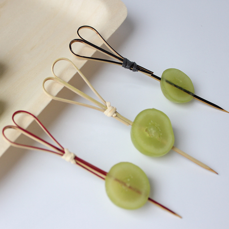 Tijeras cuerda 100 unids/pack desechable palo de bambú amor lujo clásico cóctel bar fruta palillo al por mayor