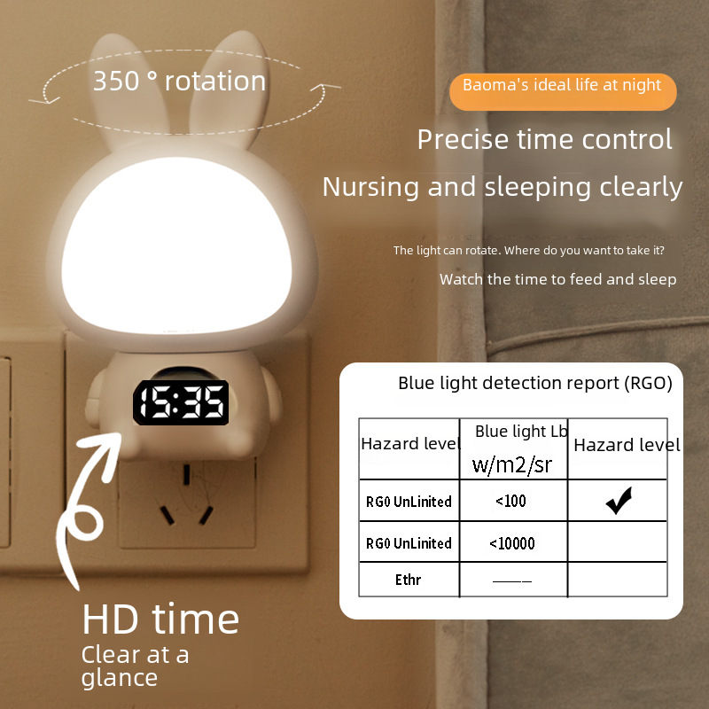 Wholesale night light, bedside night waker for feeding, three-color timer night light, plug-in charging LED warm white sleep companion light