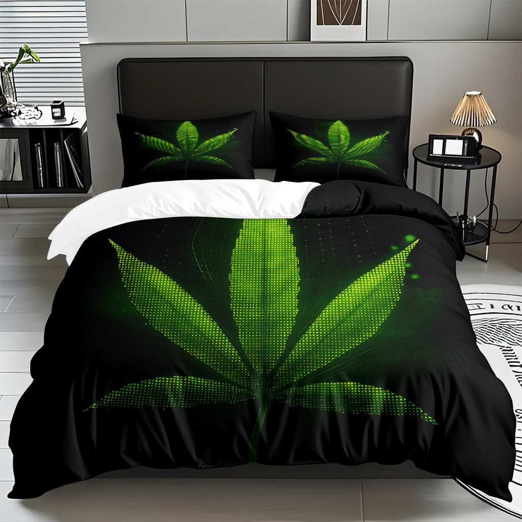 TEMU / JIT comercio exterior hogar patrón de hojas de colchón molido cubierta de colchón de tres piezas de fábrica directa a la figura puede fijarse