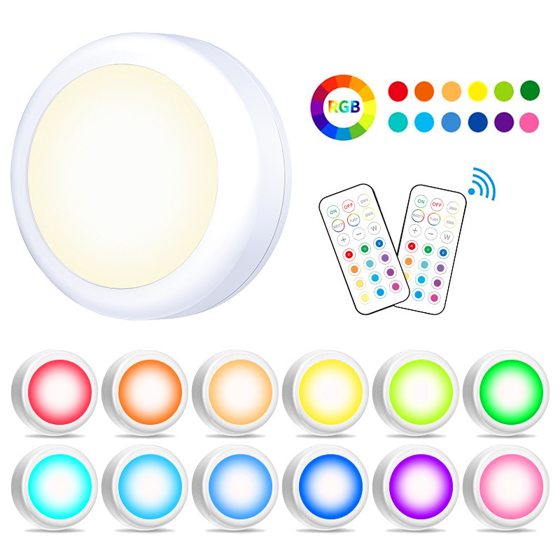 13 color RGB wireless remote control touch night light kitchen cabinet Light Battery Powered LED Pat fear hockey light