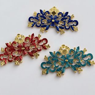 Ming hair crown large flower dripping oil imitation cloisonne alloy antique bridal fan material diy alloy accessories
