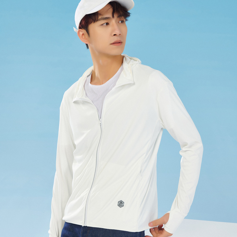 UPF50 + chaqueta de protector solar de hielo de color sólido para hombres 2025 nuevo chaqueta de verano anti-UV transpirable para hombres al aire libre