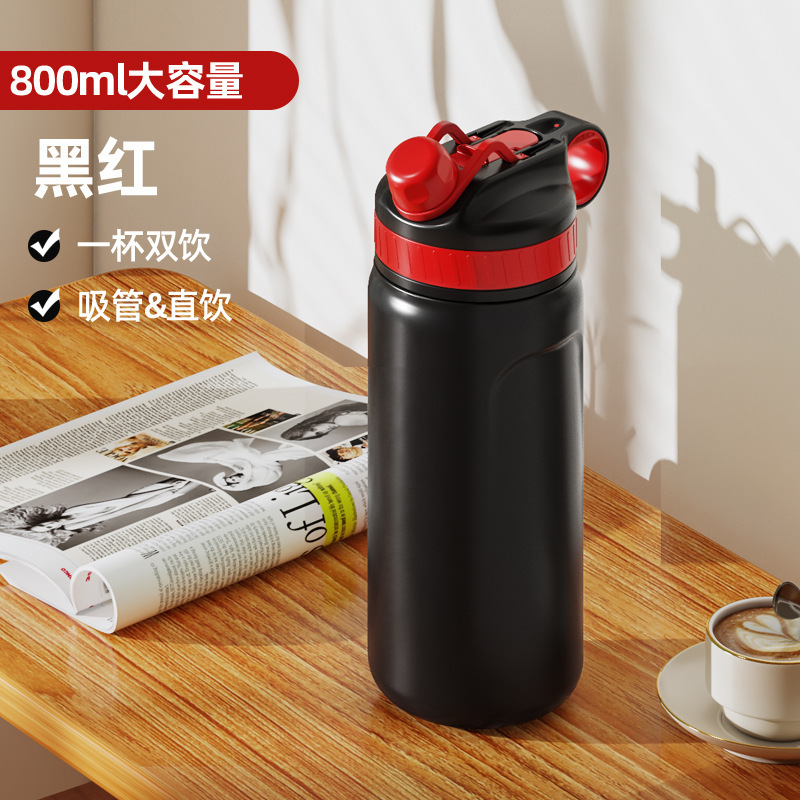 高品質保温カップ カスタム316食品グレード 二層構造蓋付き ダブルストロー付き水筒 大容量 妊婦さんや寝たきりの方にも使えるカップ|undefined