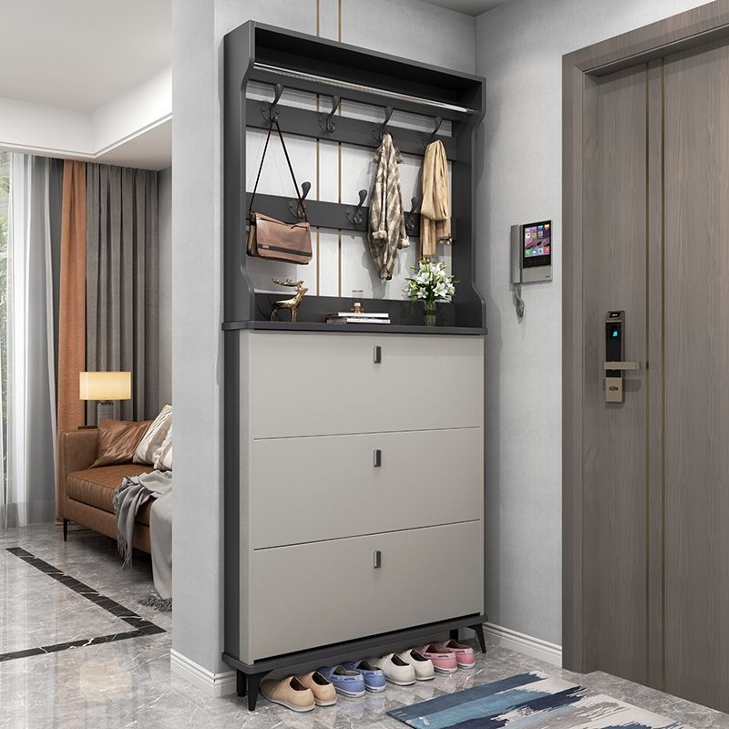 Ultra-Thin Shoe Cabinet, Sturdy and Durable, Large-Capacity Tipping Shoe Cabinet, Multi-Layer Coat Rack Against the Wall at the Entrance, Integrated Simple Shoe Cabinet