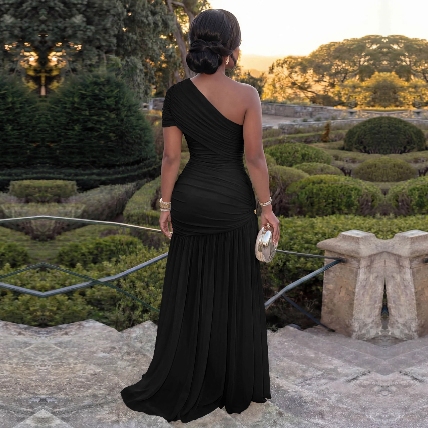 Modisches Damen Kleid Mit Asymmetrischem Ausschnitt Sexy_voghion.com