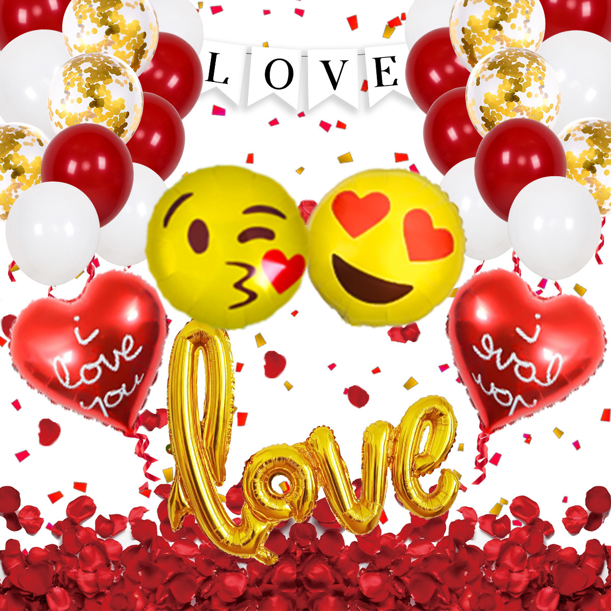 Día de San Valentín globo confesión globo 12 pulgadas amor látex rojo y blanco corazón envuelto oso película de aluminio Día de San Valentín globo al por mayor