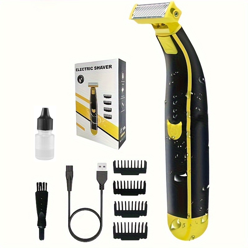 Elektrische bodyhaartrimmer voor mannen – USB oplaadbaar, waterdicht scheerapparaat voor het hele lichaam, pijnloze ontharing van gezicht/benen/borst met roestvrijstalen mesjes_voghion.com