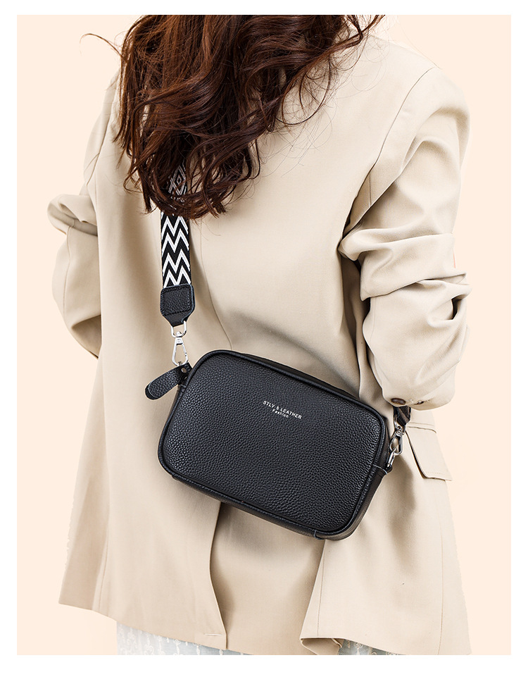 Genuine Leather Small Square Shoulder Bag For Women Versatile_voghion.com