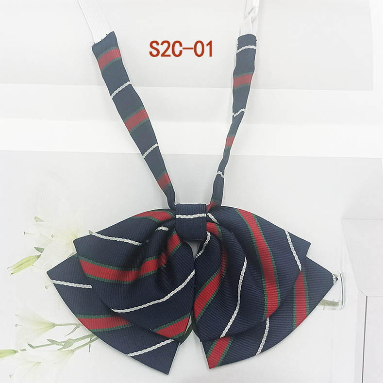 Pajarita de estilo universitario jk bowknot moda coreana casual rayas a cuadros niñas doble cuello flor spot al por mayor