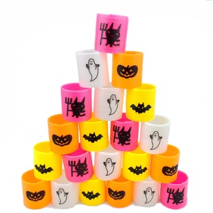 New Halloween Rainbow Ring Ghost Plastic Spring Ring Stacking Fun Children's Ghost Festival Toys Cross-border Supply