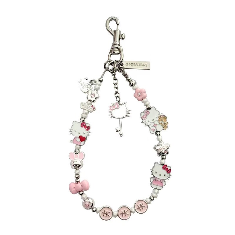 卡通可爱HelloKitty猫咪金属手机链重工设计挂绳时尚高级感包挂饰|undefined