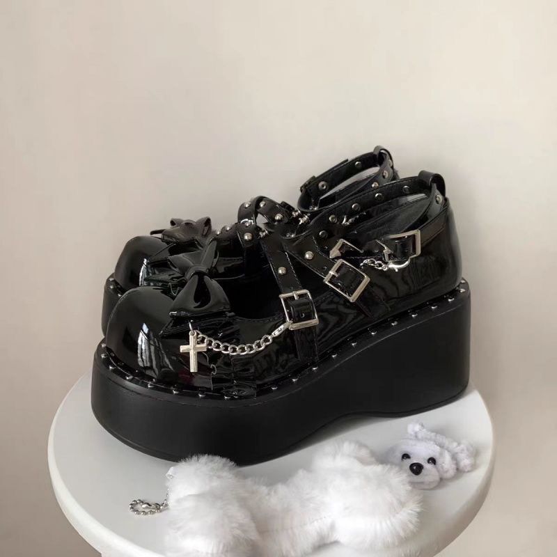 Heart Shackles ~ Thick Sole Shoes Women's Punk y2k Subculture Spice Girl's Small Leather Shoes Women's Japanese Jk Lolita Shoes Heart Shackles ~ Thick Sole Shoes Women's Punk y2k Subculture Spice Girl's Small Leather Shoes Women's Japanese Jk Lolita Shoes