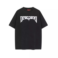 032c "psychi" AMERICAN-CUTは古いアルファベットの英語プリントの夏服を作って半袖tシャツを着ます。