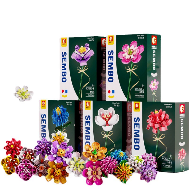 Senbao 601232-55 Цветок Дом Розовый букет Valentine's Day Конструктор наборы игрушек для девочек Оптовая торговля