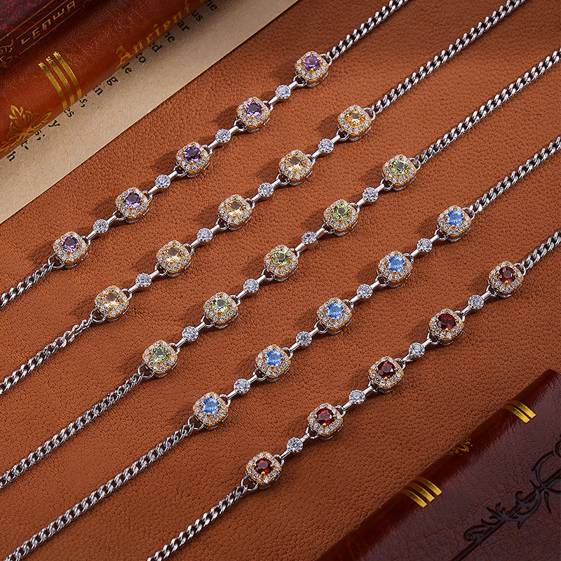 Pulsera de piedra de cristal natural de lujo ligero francés para mujer s925 pulsera de estilo de chica caliente dulce y fresca para mujer