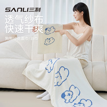 三利毛巾纱布浴巾婴幼儿印花毛巾卡通洗澡巾竹棉婴童被子宝宝盖毯