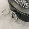 Bamboo retro fashionable ring, zirconium, Korean style, silver 925 sample, simple and elegant design, on index finger