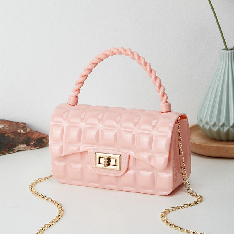 2023 nueva moda de color diamante cadenas de bloqueo bolsas de jalea de PVC bolsas de teléfono móvil bolsas de mujer al por mayor image 12