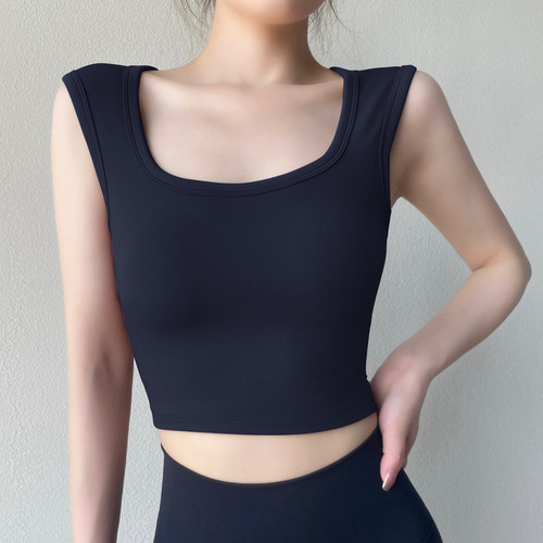 Women's Yoga Top with Wide Straps, Beautiful Back Support, Quick-Drying Exercise Bra for Running and Fitness