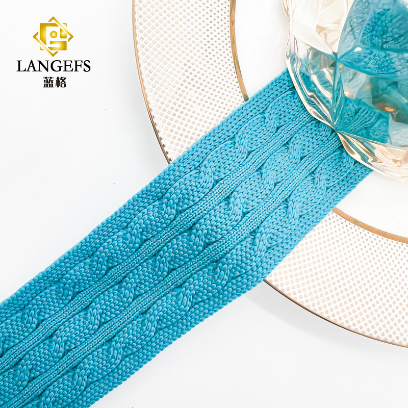 New Style 4.5cm Blue Classic Braided Slightly Elastic Knitted Lace Trim DIY Clothing Skirt Hem Decoration Accessory Lace