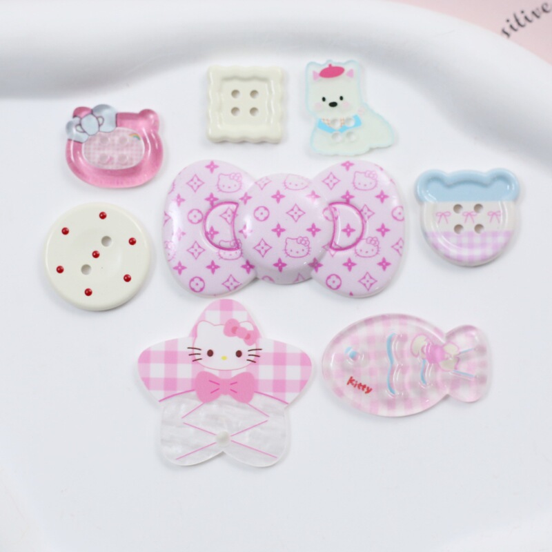 New cartoon dog and fish accessories, acrylic five-pointed star, bow, button, DIY accessories, wholesale for shoe decoration