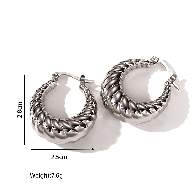 8g Weight 304 Stainless Steel Ear Needle Material Hoop Earrings, Ear Studs Classification 1 Pair Quantity Holiday, Outdoor, Daily Occasion 304 Stainless Steel Material C Shape, Round, Solid Color Pattern Women's Gender Plating Design Basic, Retro, Classic Style Style 1 Pair Basic Retro Classic Style C Shape Round Solid Color Plating 304 Stainless Steel Hoop Earrings Ear Studs 10