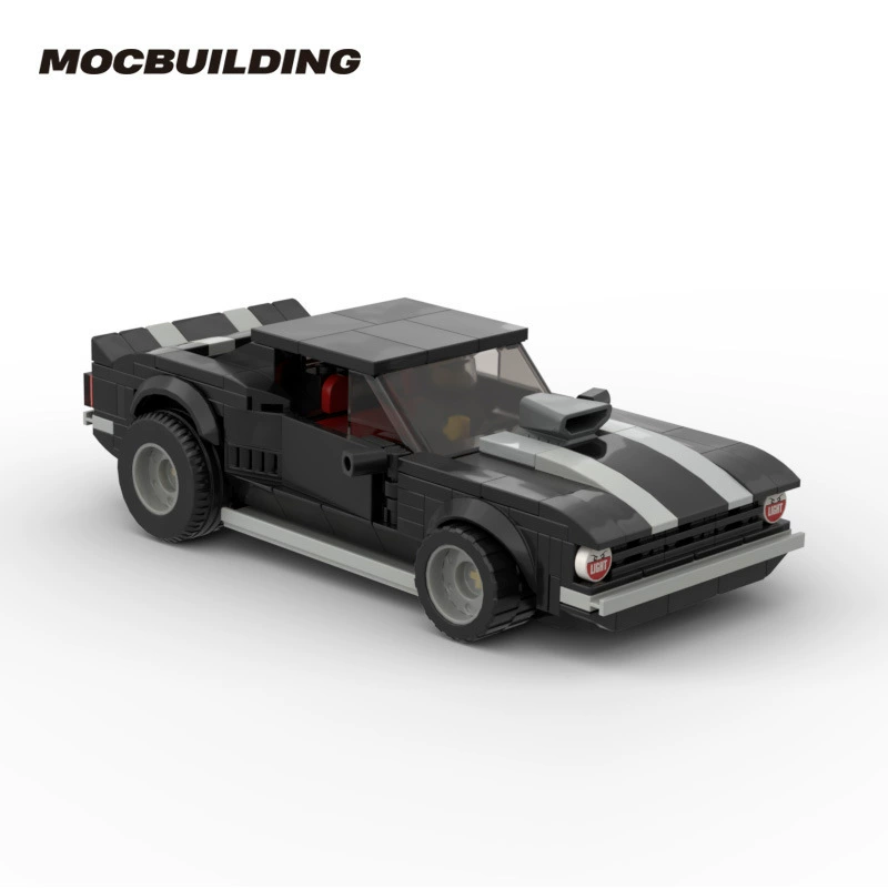 MOC Творческие маленькие крупинки и блоки дронов 1969 Комаро DIY Детские боевые игрушки машина MOC-58256