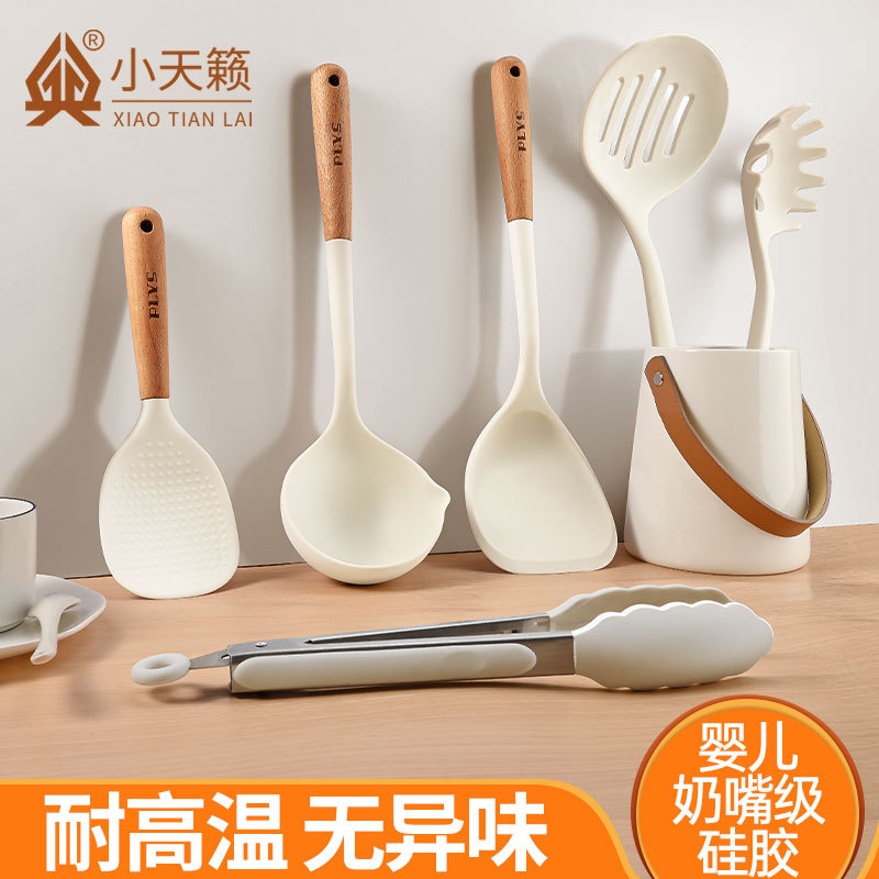 Cuchara de gachas caseras, cucharas de silicona de grado alimenticio, cucharas de regalo, cucharas de silicona, corcho