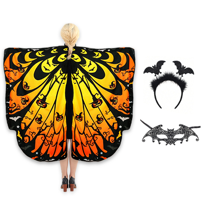 Capa rayada rotatoria murciélago ala capa de punto sopa bifurcada borde de onda baile espectáculo de terror celebración TK