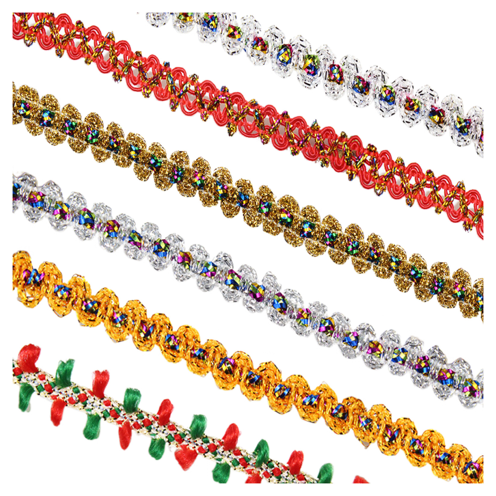 Fábrica al por mayor círculo borde triángulo borde accesorios de ropa tres flores de oro encaje étnico madreselva borde