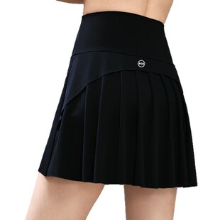 Lulu Sports Short Skirt Anti-Exposure Fitness Pants Women's High-Waisted Hip-Lifting Running A-Line Half-Length Tennis Skirt Breathable