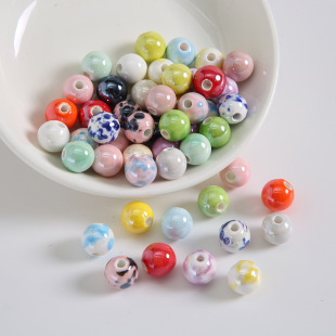 10mm Glazed Ceramic Beads Colorful Halo Beads Summer Handmade Necklace Bracelet DIY Round Bead Jewelry Accessories