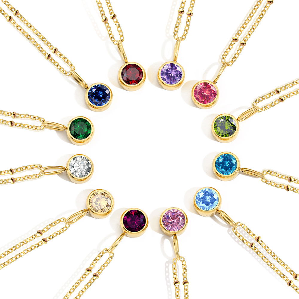Waterproof Non Tarnish, Surgical Steel, Inlay Craft Real Gold Plated 316L Stainless Steel  PVD Coated Rhinestones Geometric Waterproof Non Tarnish Surgical Steel Simple Style Classic Style Pendant Necklace For Women's