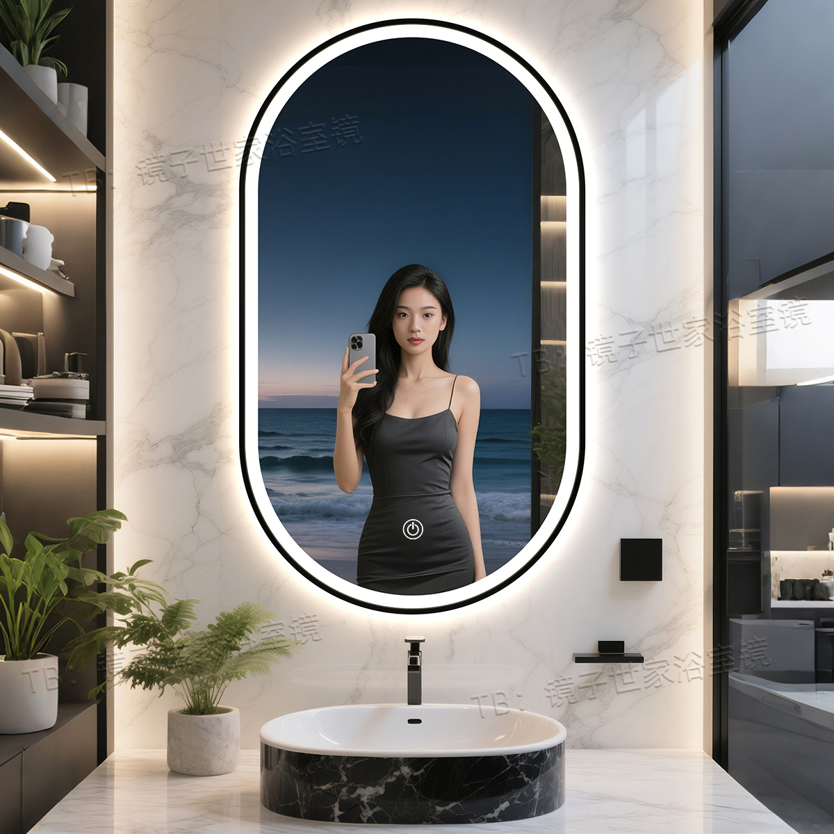 Espejo de baño de hotel de estrellas iluminación led espejo inteligente marco de aluminio inodoro espejo anti-nebble inodoro tipo de pared