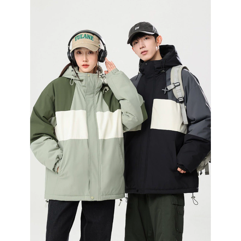 2023 новые взрывные модели, сшитые цвета, повседневные нишевые ветрозащитные куртки с капюшоном для пар
