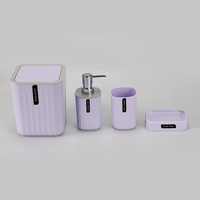 Patrón de onda de lavado de cuatro piezas de basura puede enjuague bucal Taza caja de jabón caja de regalo suministros de baño simples conjunto de cuatro piezas