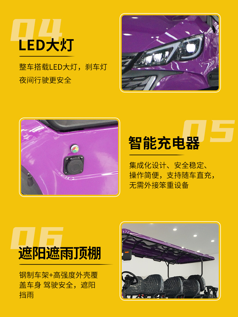 8-Seater Golf Cart, Export-Quality Sightseeing Vehicle, Tourist Area Campus Shuttle Bus, Electric Golf Cart
