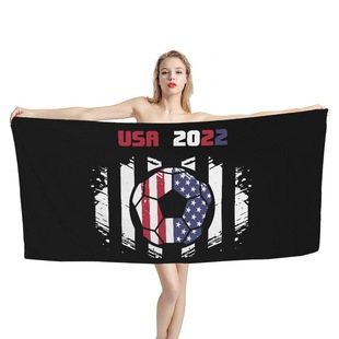 2022 football World Cup US team flag printing large size towel Amazon hot sale drawing bath towel