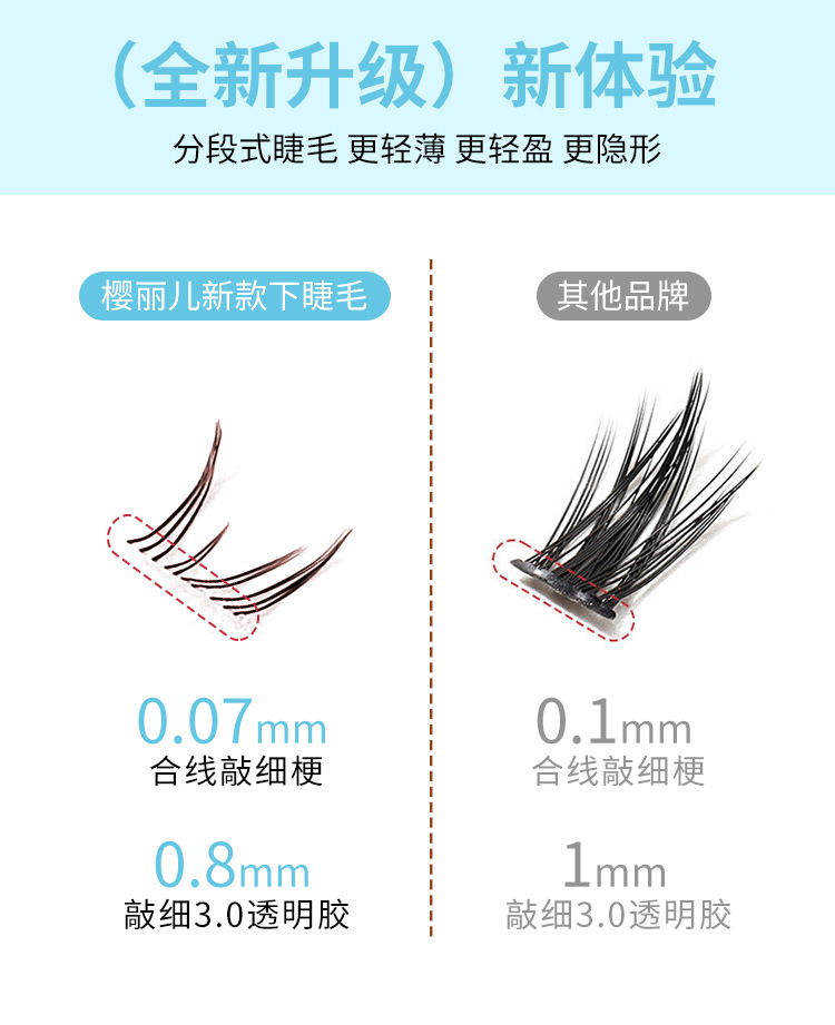 Sakura's color-brown Polaris lower eyelash single cluster segmented style for lazy people's new hand-held mirror comic thick false eyelashes undefined