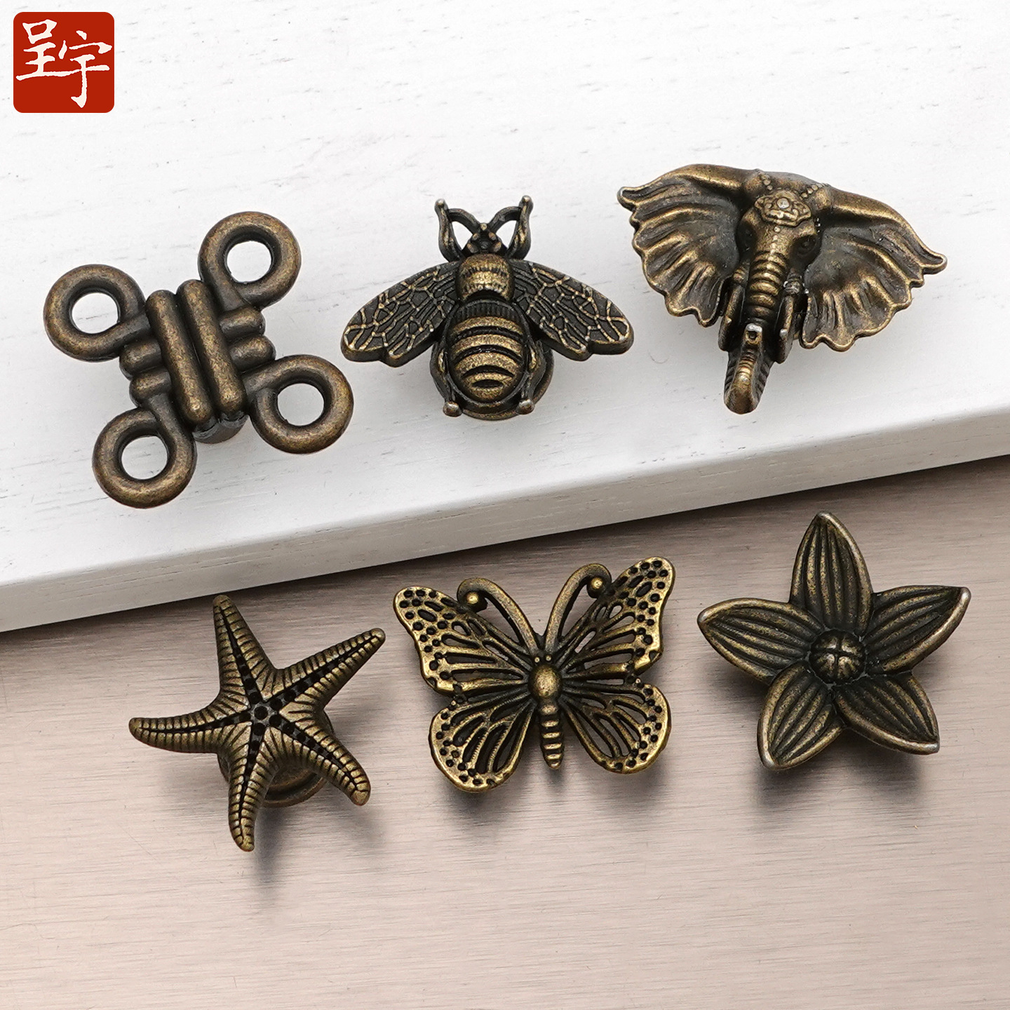 仿古蝴蝶拉手锌合金提手法式复古斗柜门把手抽屉拉手欧式衣柜五金