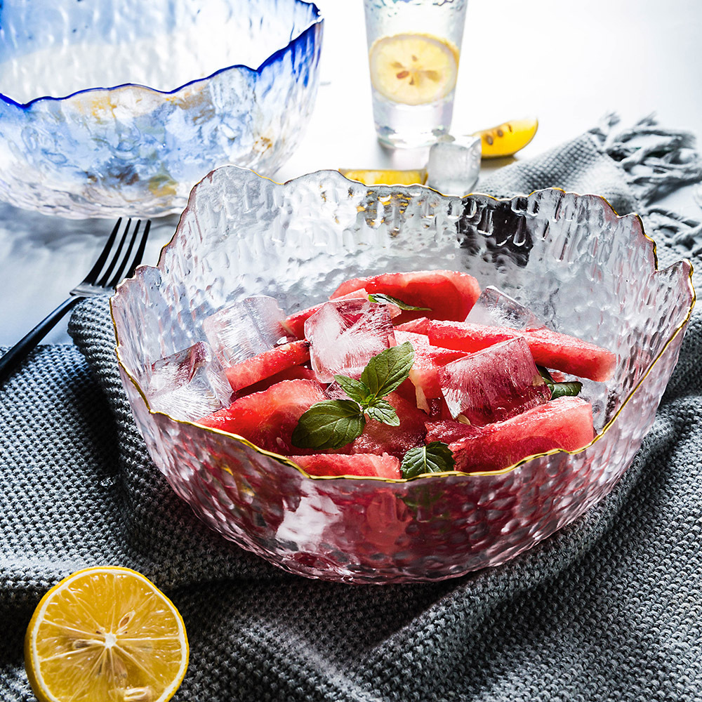 居家创意简约透明玻璃小碗沙拉养生粥水果盘各种规格大容量盘子|ms