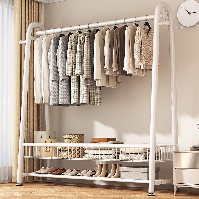 Indoor Simple Coat Rack for Home Bedroom Balcony Movable Storage Rack Dormitory Thickened 32-Tube Clothes Rack Wholesale