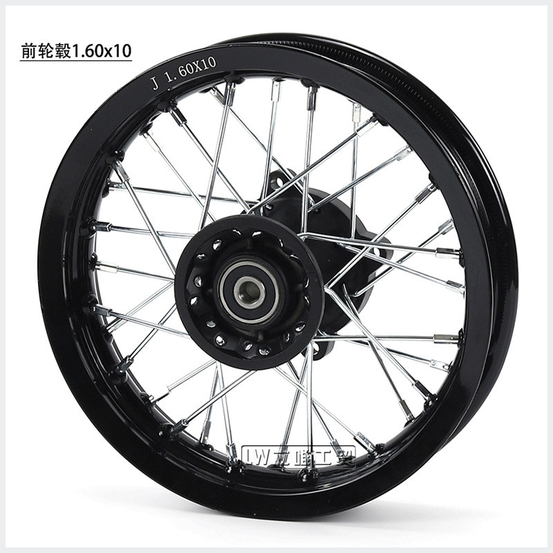 Off-Road Motorcycle Wheels, Aluminum Alloy Front and Rear Tire Hubs, 1.6x10inch Aluminum Rims, Sprocket Chainring